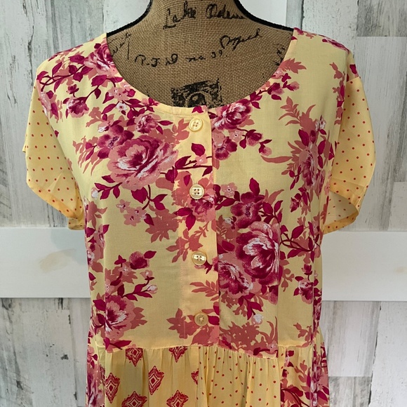 Floral Yellow and Pink Maxi Dress - Picture 2 of 11
